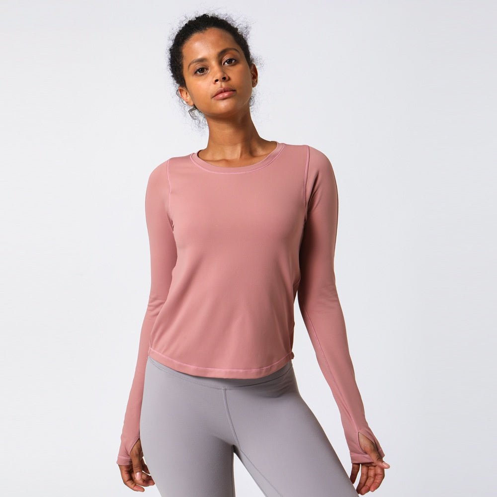 BC Back Wrinkle Sports Top Women Long Sleeve Yoga T-shirt High Elastic –  BodyCarver
