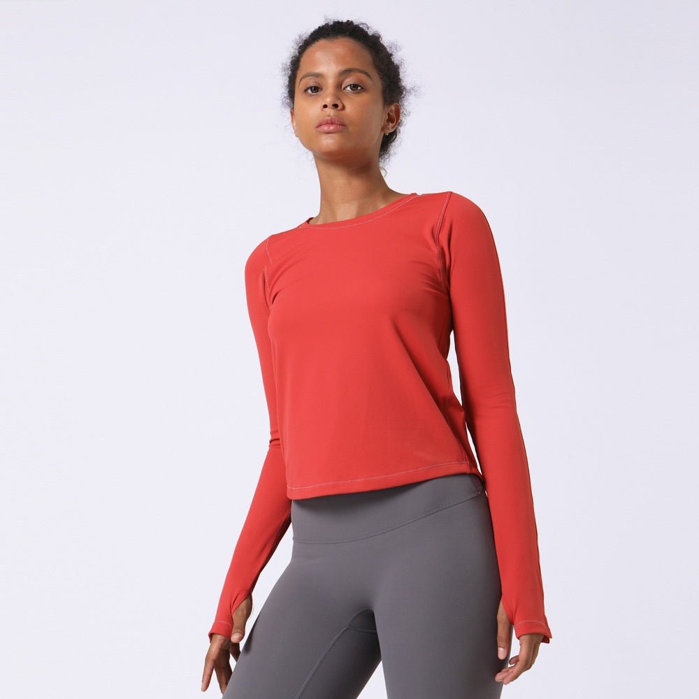 Fashion Fitness Yoga Wear Gathers Sports Long-sleeved Outer Wear