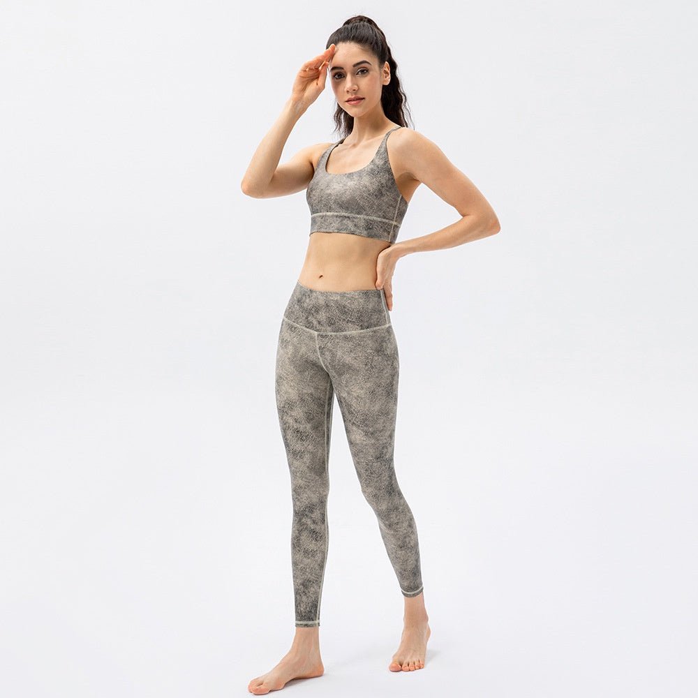 Vertical Strip Hollow Yoga Set Workout Clothes Tracksuit Women Sportswear  Gym Clothing High Waist Legging Sports Bra…