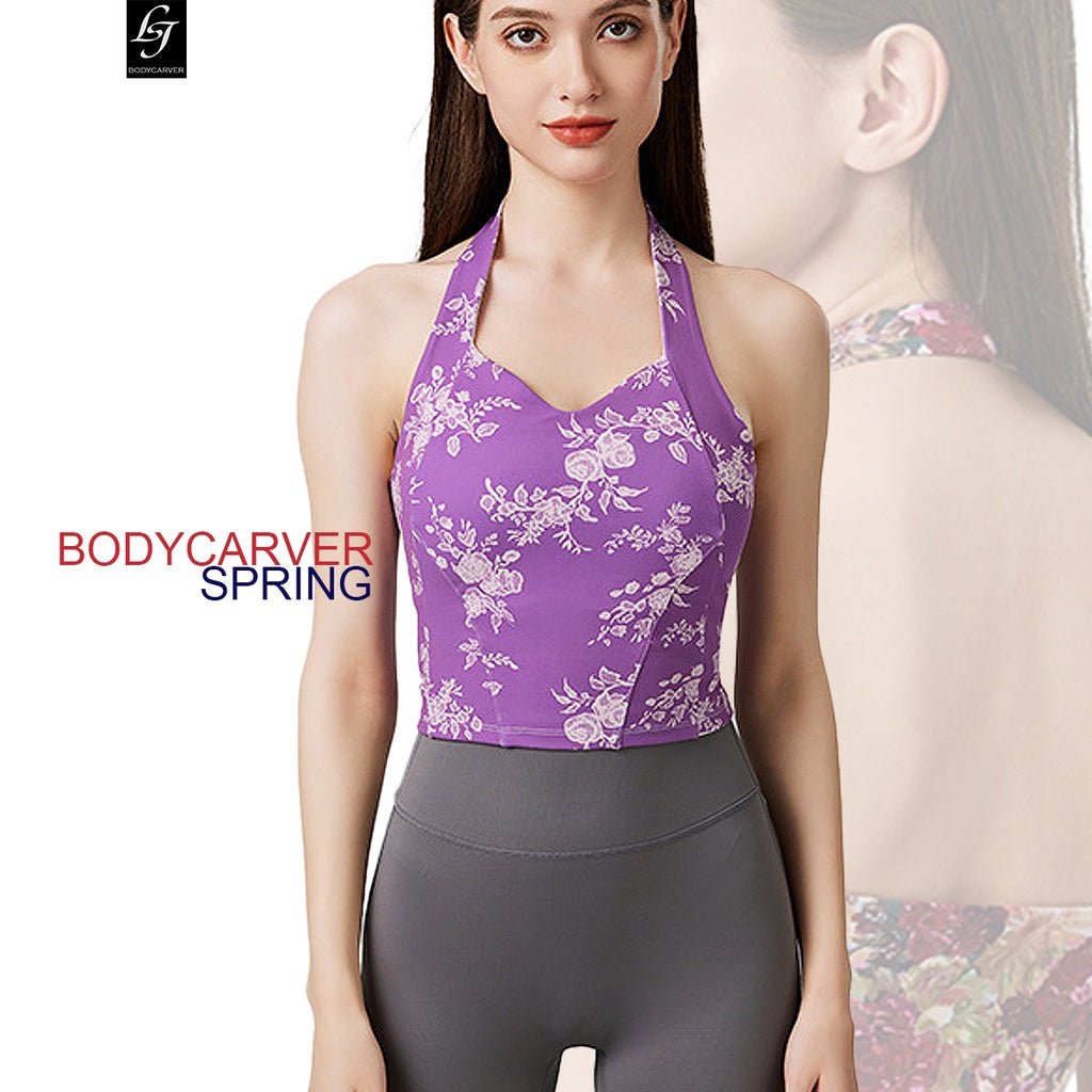 BODYCARVER SPRING Sports Vest Women Yoga Workout Top With Bra Neck-H –  BodyCarver